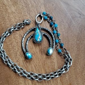 Squash Blossom vintage pewter handmade necklace